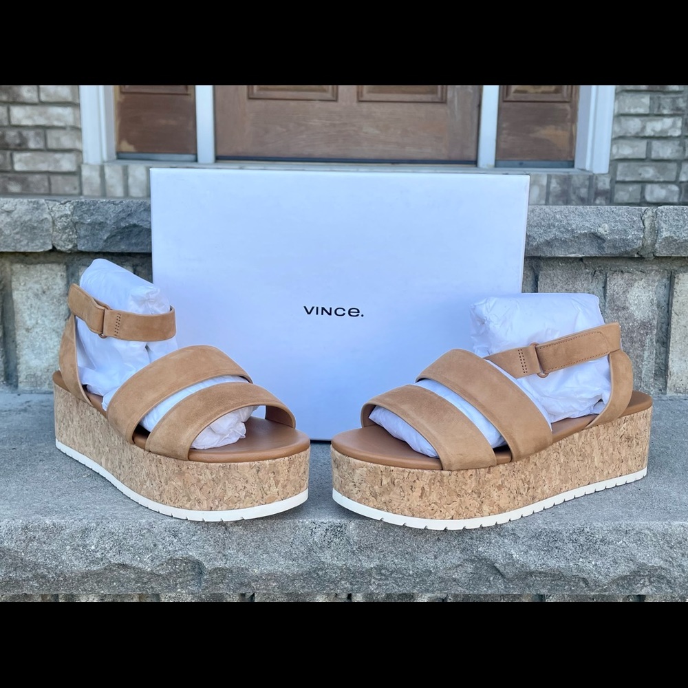 VINCE JET 9 Women"s Platform Wedge Strap Sandal NEW
